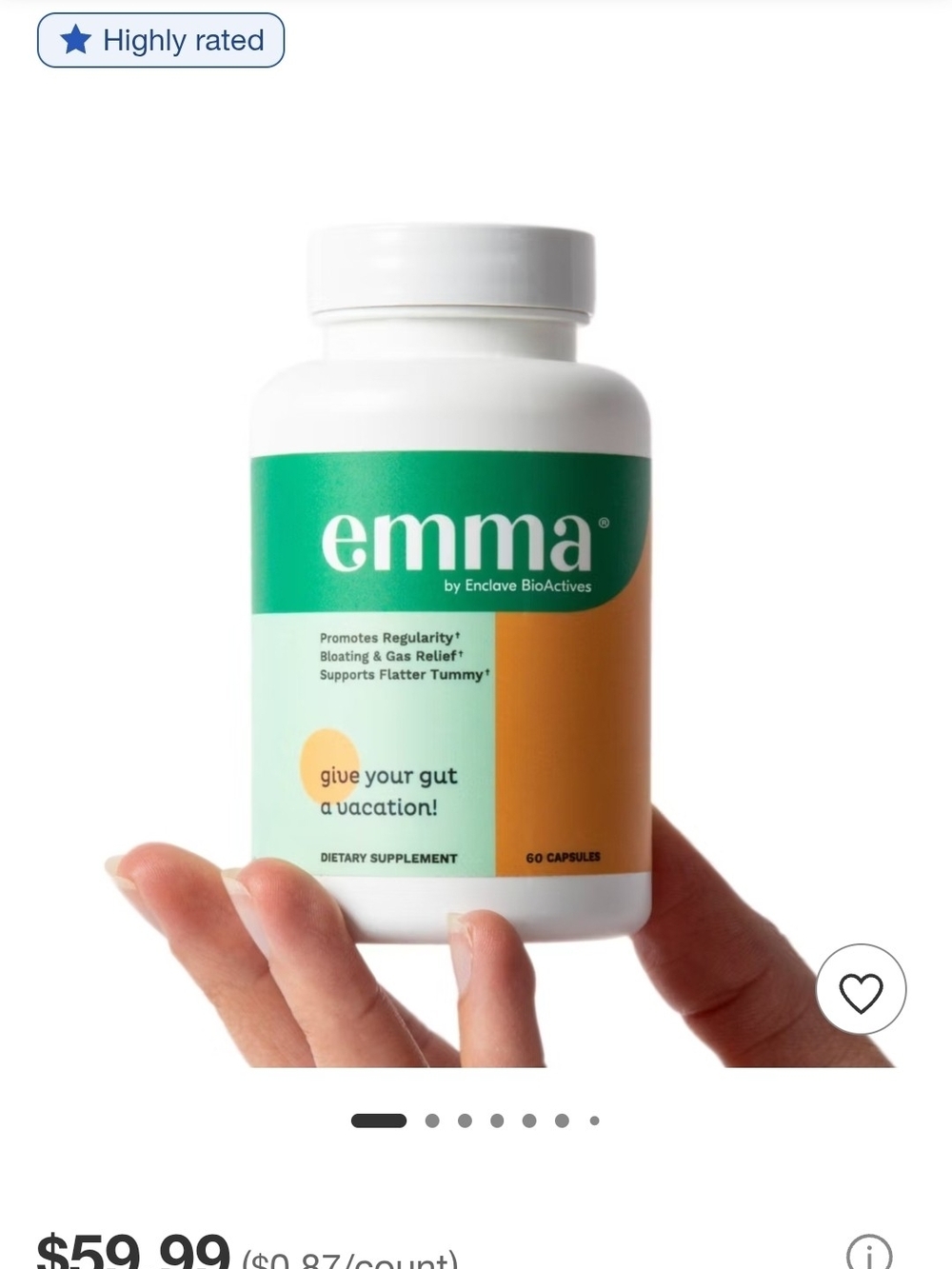 Emma Unisex Gut Support Supplement, Retails At Target For 59.99 Plus Tax!
